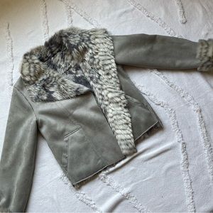 Anthropologie Marrakech Reversible Faux Fur Suede Coat